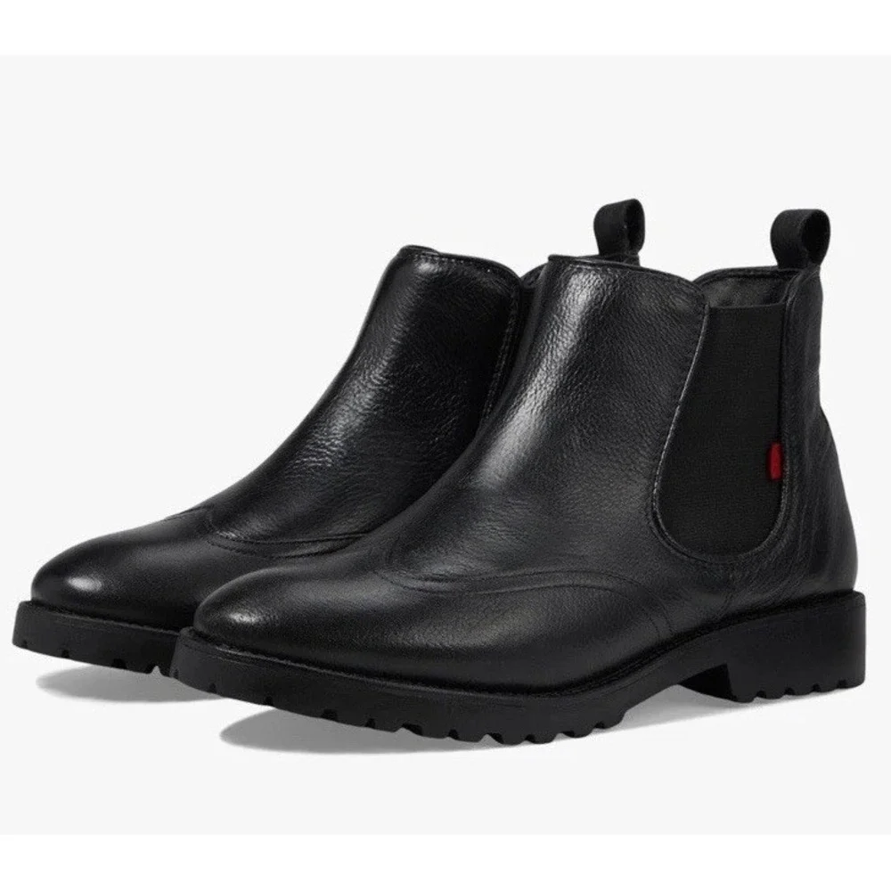 MJNY by Marc Joseph Black Leather Chelsea Ankle Boots Lug‎ W05223-BNS Women's 8